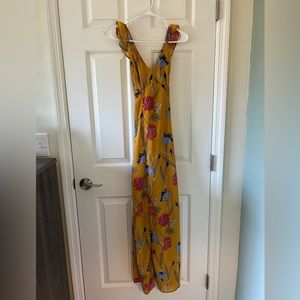Yellow floral floor-length dress